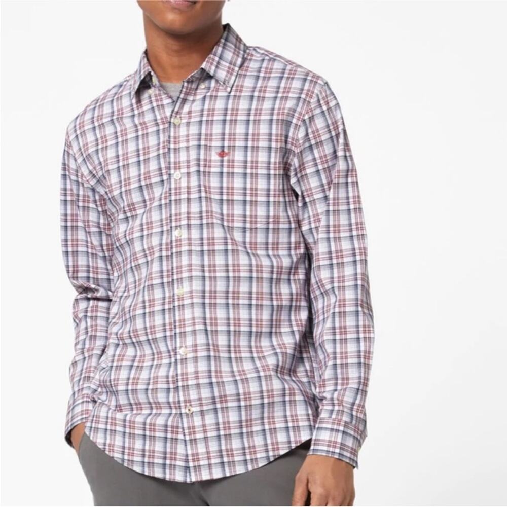 Dockers Plaid Shirt Mens Signature Comfort Flex Top Stretch Button NWT Small